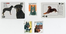 BEAUCERON COLLECTION OF VINTAGE DOG SINGLE PLAYING CARDS & STAMPS