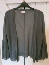 Lauren Taylor Ladies Silver Lurex Cardigan With Fluted Sleeves ☆SIZE S/M☆