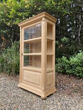 Late C20th French Style Glazed Solid Pine Display China Drinks Cabinet
