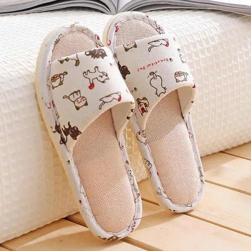 Womens linen slippers - slippers, open