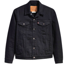 SUPERB LEVI'S PREMIUM " BIG E " BLACK DENIM JACKET - M - BRAND NEW COST £125