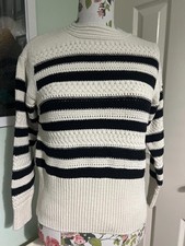 M&S White & Navy Striped