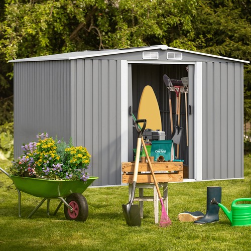 Grey metal garden shed 10 - metal, 8