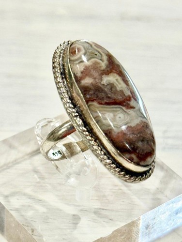 Vintage lace agate stamped 925 - vintage,