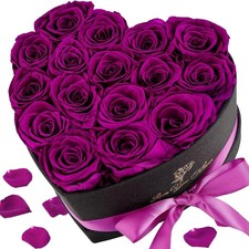 16 Forever Real Rose Heart Box