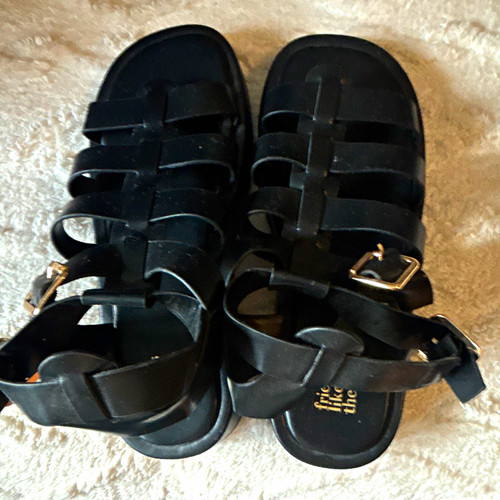 Women black fisherman flat - black,