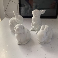 Kaiser Porcelain Bisque Young Hare Rabbit Figurine X 4