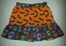 NEW GIRLS FUNKY HALLOWEEN BATS & SKULLS FRILLY RUFFLE SKIRT. AGE 3-6. PUNK GOTH