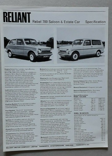Reliant rebel 700 saloon - rebel,
