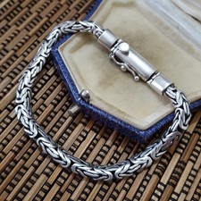 Vintage 925 Sterling Silver Bracelet, Byzantine Chain Bracelet, 7", Hallmarked 