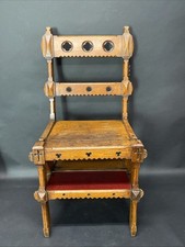 ANTIQUE ARTS & CRAFTS METAMORPHIC LIBRARY STEPS Gothic Chair Step Stool
