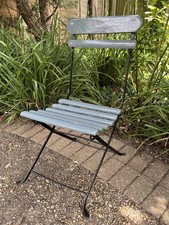 Vintage, French style, Folding Cafe Bistro Chair, Shabby Chic. Blue grey / Black