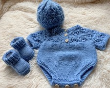 Hand Knitted Baby Romper Set