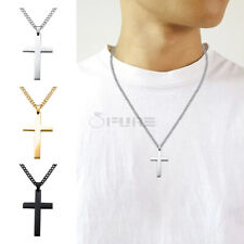 Men Women Black Gold Silver Christian Cross Pendant Cable Link Chain Necklace UK
