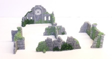 OO 00 HO gauge (B) 5 pieces weathered overgrown derelict walling church / abbey