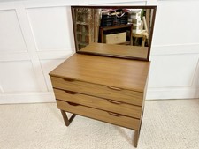 Vintage Retro 1950s Europa Afromosia Teak Chest of Drawers Dressing Table Mirror