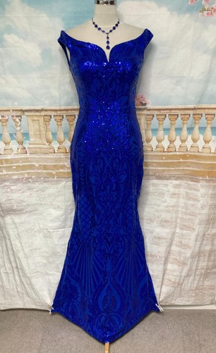 Evening dress blue sequin - evening,