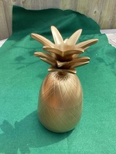 Vintage 1960s Pineapple Gold Metal Ice Bucket 24cm Tall 12cm Diameter