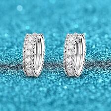 0.14ct Hoop Earrings White Gold Diamond Test Pass Lab-Created VVS1/D/Excellent