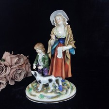 Volkstedt Porcelain Figurine Woman Child Dog Crown N Mark 30cm/12in German 1489g