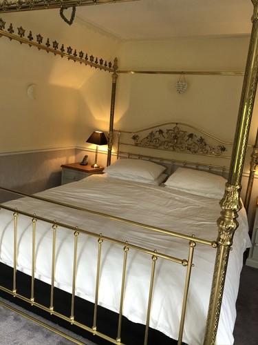 Four poster brass bed frame - bed,