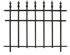 Panacea Black Garden Fence Panel 94x76cm Powder-Coated Steel Classic Finial