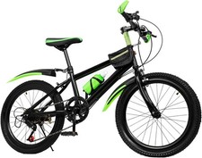 20 Inch Bicycle For Boys Girls Height 1.3-1.5m, 7 Speed Bike BLACK/GREEN