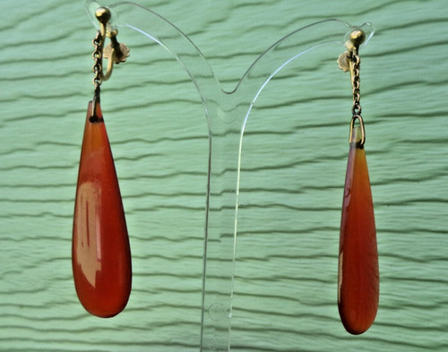 Gold amber earrings - gold,