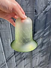 SATIN FROSTED GLASS SUNFLOWER FLORAL ETCHED BELL LAMP SHADE VICTORIAN ANTIQUE