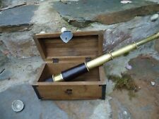  Brass Captains Style Telescope Leather Bound 480 mm In A sea Chest /Nautical
