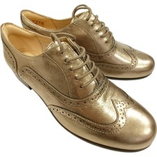 Clarks Girls 'Hamble Oak' Brogue Metallic Leather Shoes Size UK 5D NEW