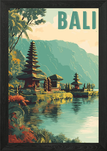 Bali travel poster with temple - travel,
