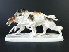 German Katzhutte Porcelain Borzoi Dogs Figurine 31.cm.     12"   long