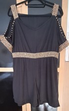 Shein CURVE Black Gold Sequin Jumpsuit/playsuit. BNWOT Size 1XL (14/16)