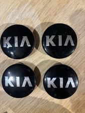 (55) Set Of 4 Genuine Used Kia Alloy Wheel Centre Caps 56mm Black And Silver