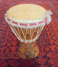 Vintage Hand-Carved African Djembe hand drum.