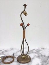 VINTAGE ATOMIC TABLE LAMP 1950s BRASS & AMBER BAKELITE 58cm FULLY REWIRED
