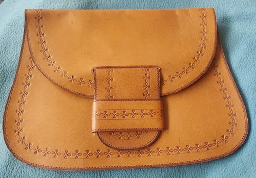 Vintage leather clutch bag - leather,