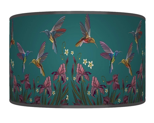 Humming bird lampshade teal - humming,