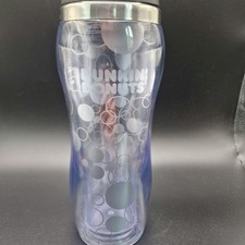 Dunkin Donuts Travel Coffee Cup Malibu Bubbles Silver Screw on Lid 14 oz