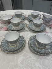Colclough Vintage Bone China 20 Piece Blue & Gold Chintz Tea Set VGC