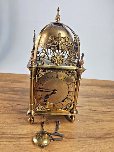 Large brass lantern clock h - brass,