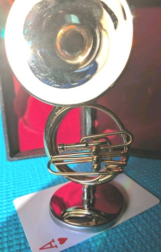 Miniature brass french horn - brass,