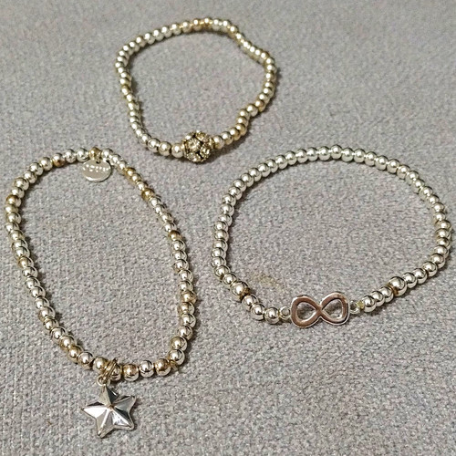 Silver beaded stackable - beaded,