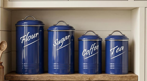 Blue metal 4pc coffee tea - 4pc,
