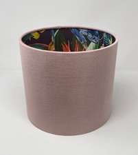 Lampshade Blush Pink Velvet Aubergine Wonderland Jungle Leaves Drum Light Shade
