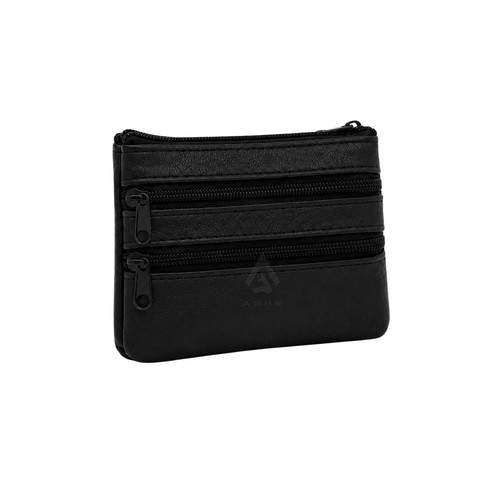 Black nappa leather multi zip - leather,