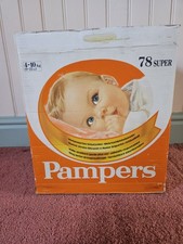 Vintage Pampers 78 Super Nappies Empty Box Advertising Collectable.