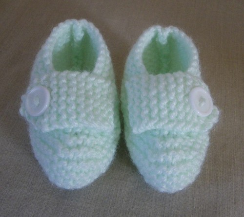 Hand knitted baby mint shoes - hand,