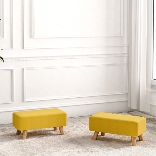 Linen fabric footstool - linen,